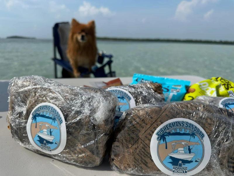 lunch package on boat charter by sandbar