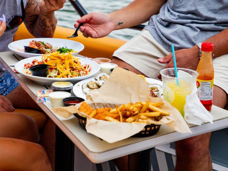 dinner event on boat charter