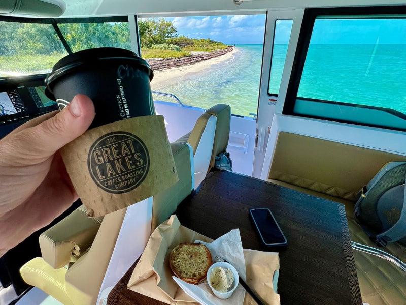 coffee and breakfast on boat charter