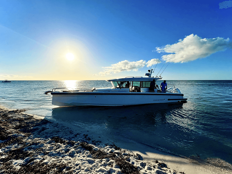 axopar 37 xc cabin on shore