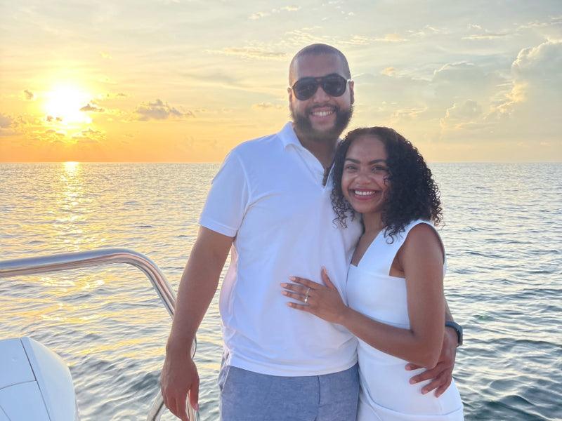 couple on sunset tour charter boat