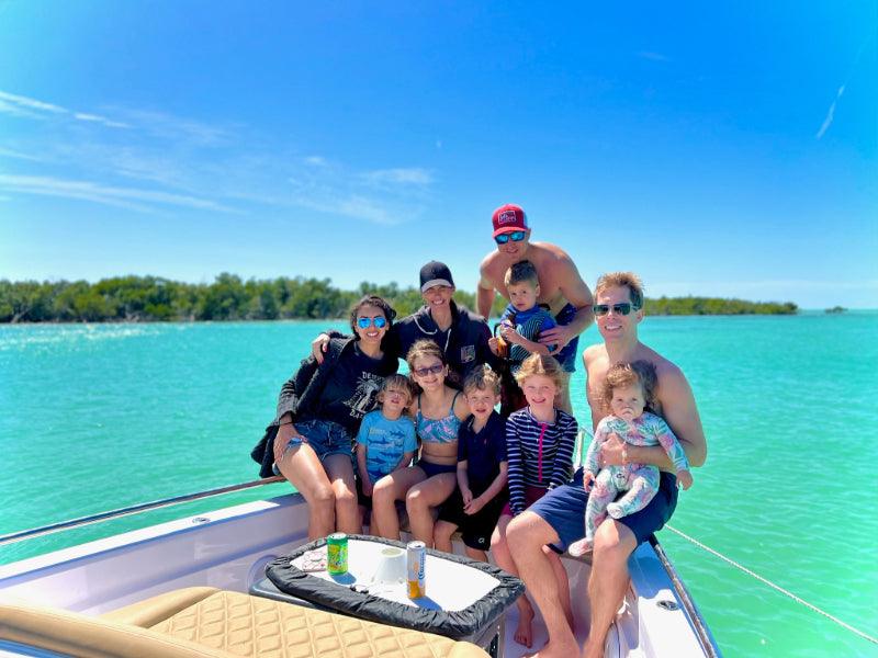 family on boat charter