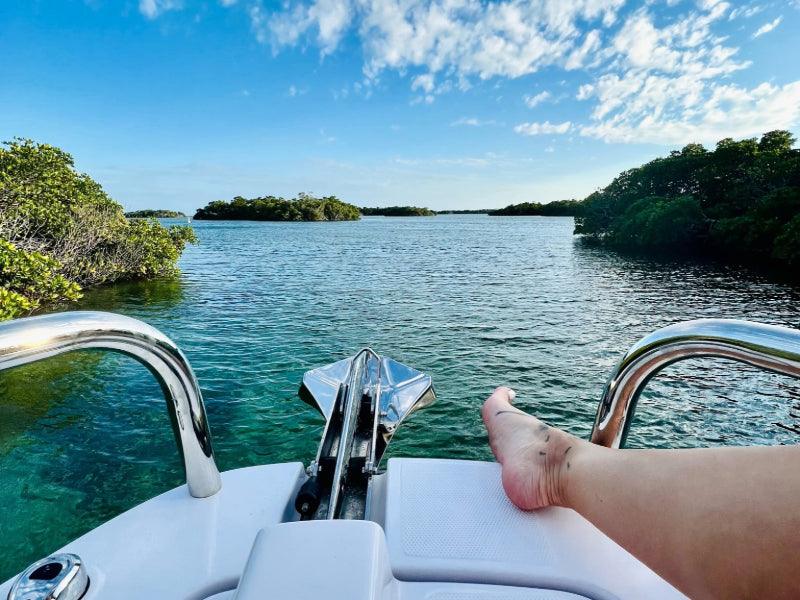 lounging on boat charter in Florida
