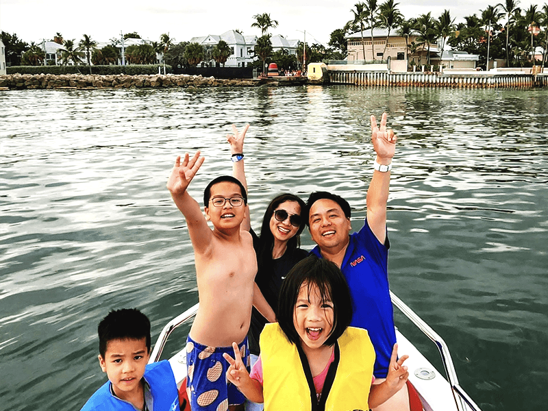 family on boat charter in Marathon FL