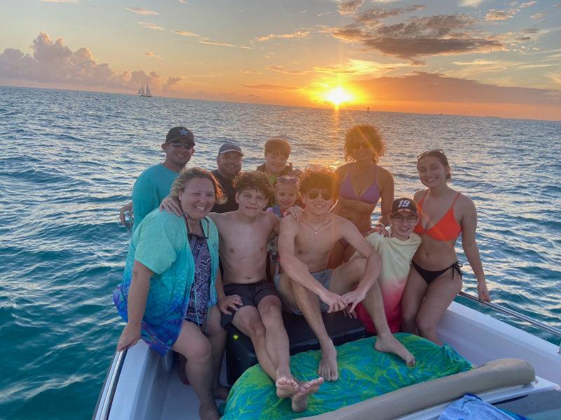 family on boat charter