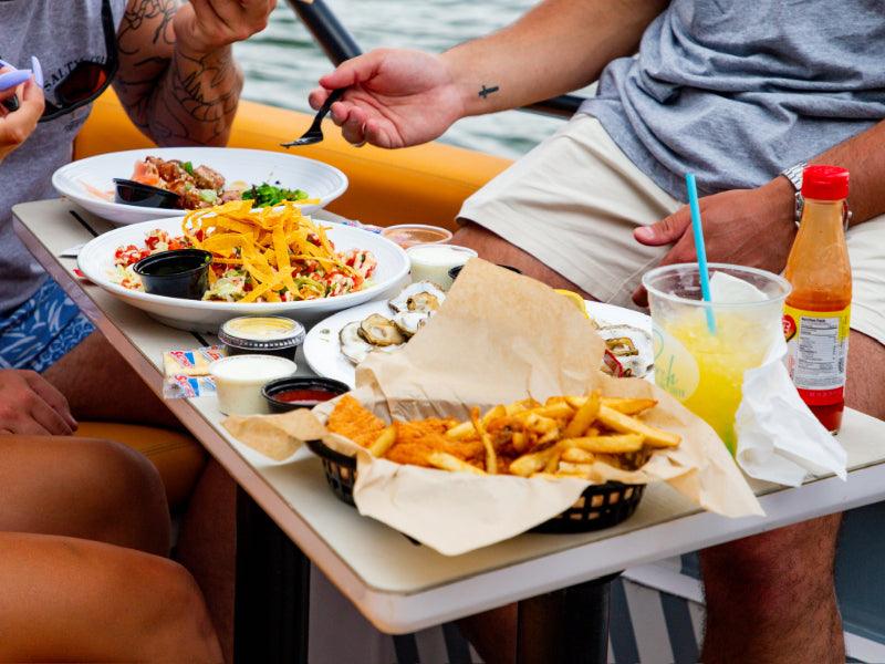 eating food on boat cruise