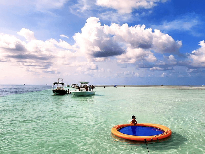 raft in shallow water boat charter