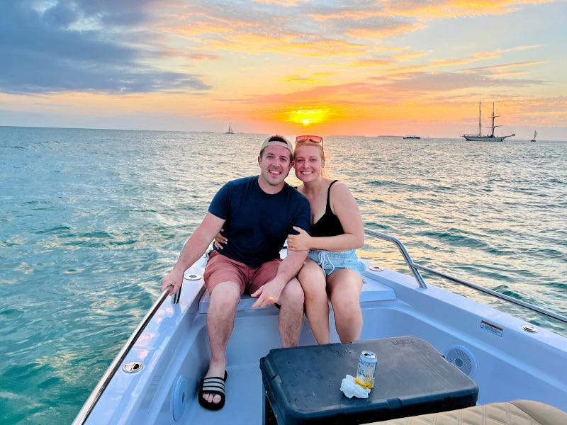 couple on sunset tour boat charter