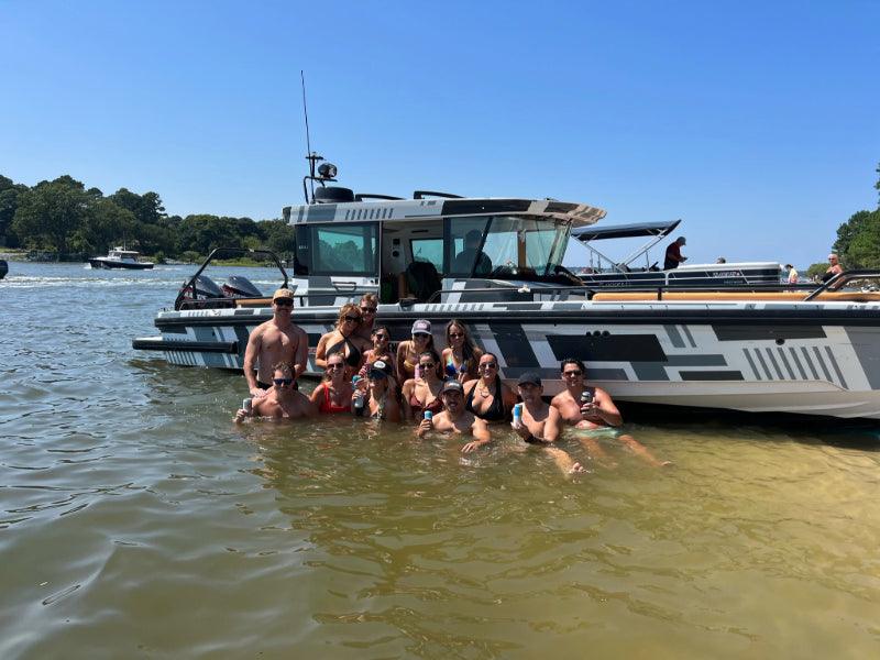 bachelor party group by charter boat