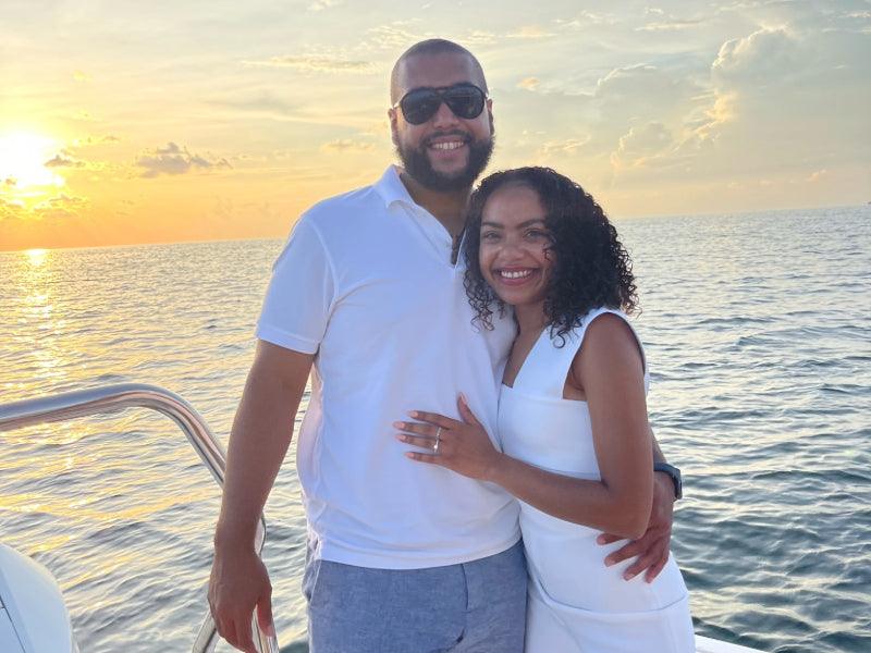 couple on sunset tour boat charter