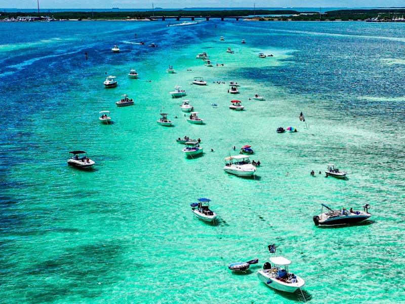 sandbar boat charters aerial view