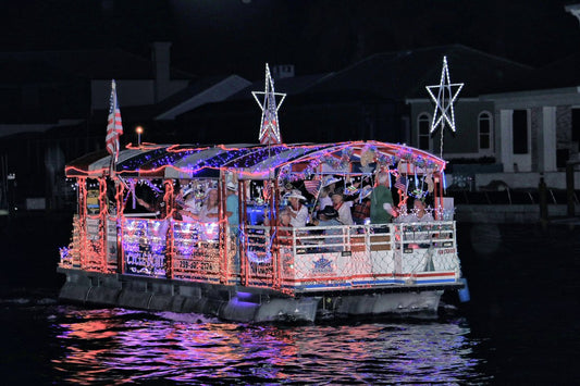 Christmas Island Style Boat Parade: Lighted Boats on the Marco River