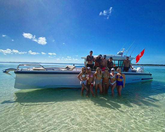 party group on axopar 37 xc cross cabin boat charter