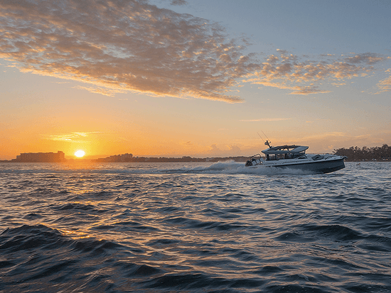 sunset view on boat charter