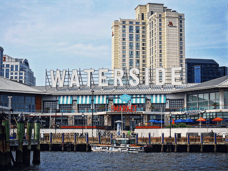 Waterside sign storefront Virginia Beach