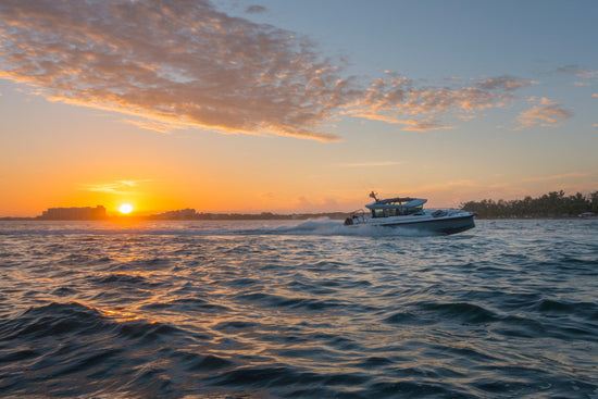 axopar 37 xc cross cabin boat charter on sunset tour