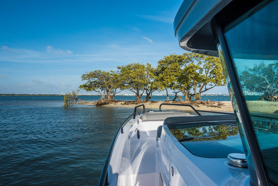boat charter view of island